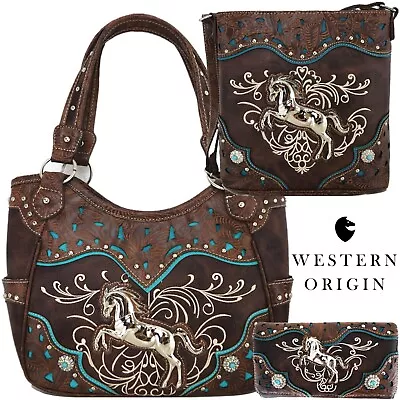Western Horse Concealed Carry Purse Handbag Women Shoulder Bag Crossbody Wallet • $22.95