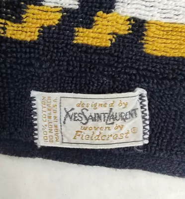 70's Vtg Yves Saint Laurent Fieldcrest Geometric YSL Hand Towel MCM Black Gold • $46.97