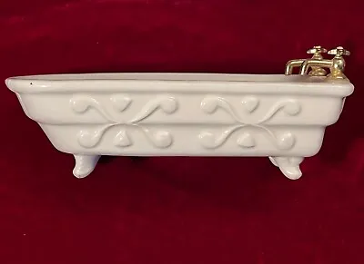 Vintage 1972 Dollhouse Miniature REEVESLINE White Porcelain Bath Tub Japan • $16.39