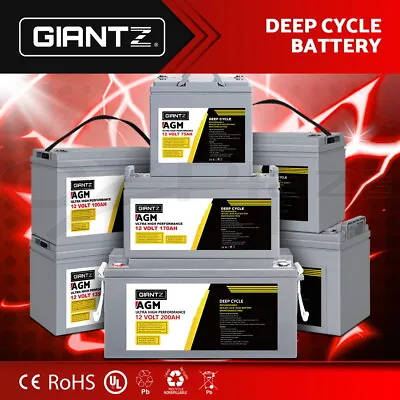 Giantz AGM Deep Cycle Battery 12V Marine Sealed Power Portable Box Solar • $325.95