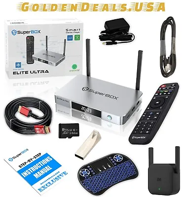 NEW SuperBox Elite Ultra Bundle 8K HDMI 64GB Card/Drive WiFi ExtenderKeyboard • $399