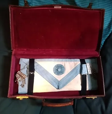 Masonic Apron + Regalia + Gloves In Original Leather Case O H Carter Abingdon Ox • $252.58