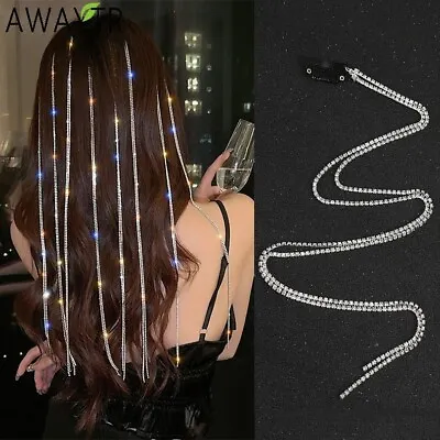 £3.07 • Buy Crystal Hair Extensions Hair Chains Yarn Wig Chain Clip Ponytail Tassel Hairpin