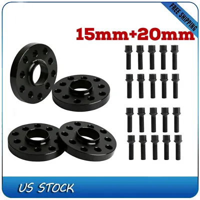 $72.46 • Buy 15mm+20mm 5x100/5x112 Hubcentric Wheel Spacers Adapters For VW Audi 57.1mm Bore