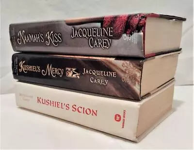 3 JACQUEUNE CAREY BOOKS - Naamah's Kiss Kushiel's Mercy & Kushiel's Scion HC • $15.99