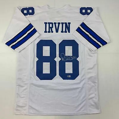 Autographed/Signed Michael Irvin Dallas White Football Jersey Beckett BAS COA • $199.99
