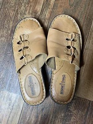Minnetonka Brown Native American Sandals Size 7 Slides • $19.95