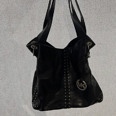 Michael Kors Black Uptown Astor Hobo Large Tote Tortuga Leather Excellent • $130