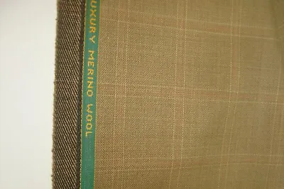 2.25 Yds Lowe Peebles Wool Fabric Luxury Merino Suiting 9.5 Oz Dk Tan Plaid 81  • $31.99