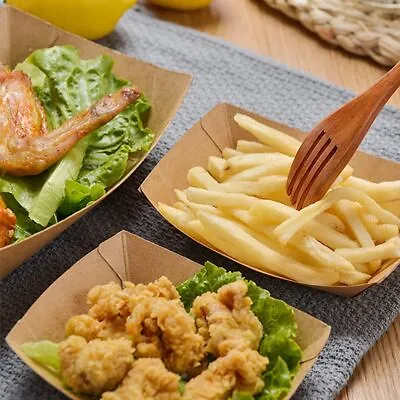 Kraft Tray Hot & Cold Food Snack Boat Trays Biodegradable Takeaway Meal Box New • £6.49