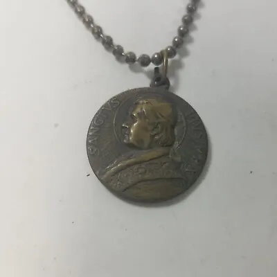 OLD VATICAN Pope Pius X B.V. Maria Immacolata Medal PENDANT Necklace • $29.99