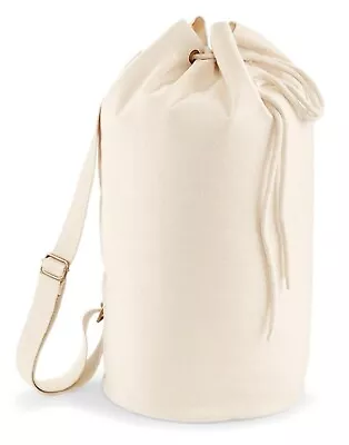 Westford Mill Organic Cotton Canvas Shoulder Duffle Bag School Travel Sports Gym • £17.99