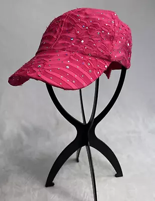 Women’s Hat Pink Sparkle Rhinestones Ball Cap Adjustable Baseball • $11.89