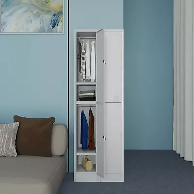 2 Door Steel Wardrobe Cupboard Storage Cabinet Bedroom Closet Kitchen Pantry  • $249.95