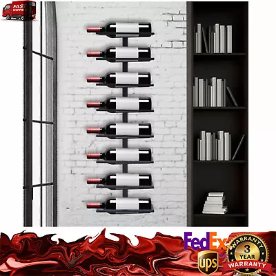 8-Tier Wall Mounted Wine Rack Vintage Metal Wine Bottle Storage Display Holder • $24