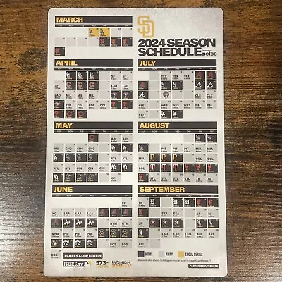 Full Page San Diego Padres 2024 Team Schedule Refrigerator Magnet Baseball Mlb • $15.99