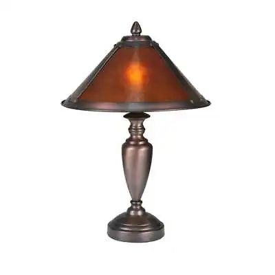 Meyda Lighting 17'H Van Erp Amber Mica Accent Lamp Amber Mica Mahogony - 23028 • $134.99