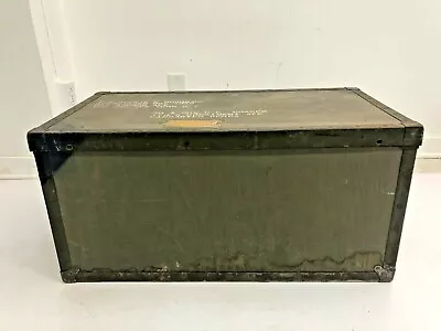 Vintage Military STORAGE TRUNK Us Army GREEN Chest Foot Locker Wood Box Wwii OD • $65