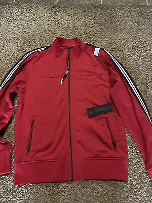 NWT Industry Brand Men's Zip Jacket Red With White/Black Stripes On Sleeves Sz M • $17