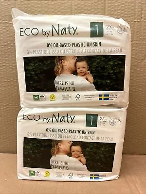£9.99 • Buy 2 Packs Eco By Naty Nature Baby Newborn Nappies Size 1 2 - 5kg - 50 Nappies New