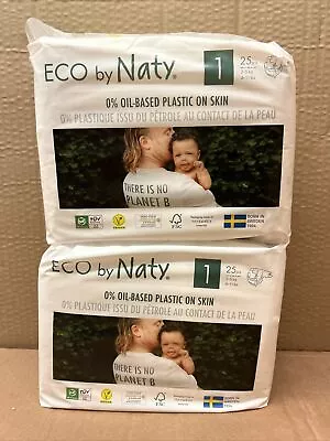 £9.99 • Buy 2 Packs Eco By Naty Nature Baby Newborn Nappies Size 1 2 - 5kg - 50 Nappies New