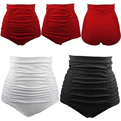 Women’s High Waist Swimming Trunks Bathing Suit Bottoms Ruched Bikini Bottom • $18.99