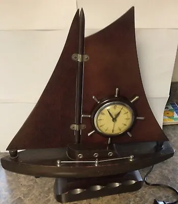 Vintage Mid-Century United Wood 19  Tall SailBoat Clock • $10