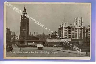 1911c CHURCH RAILWAY & NEW TOWER BUILDING LIVERPOOL MERSEYSIDE LOCAL POSTCARD • £1.99