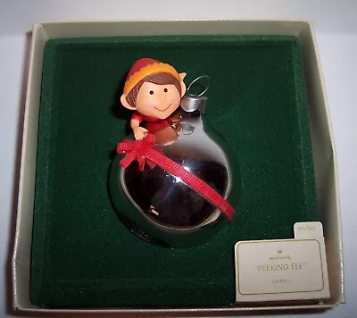 Vintage 1982 ~ PEEKING ELF ~ Hallmark  Ornament ~ Elf On Silver Ball  QX4195 • $8.99