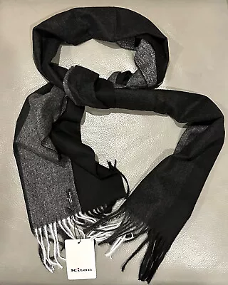 Authentic Kiton Men's Cashmere Scarf In Black/gray Color ~ Rare! • $23.50