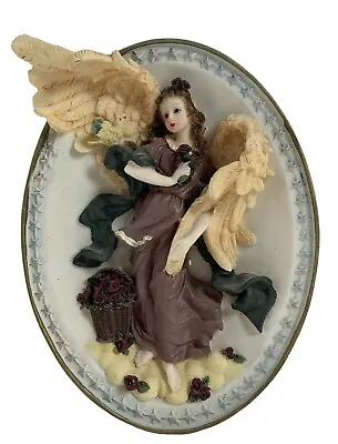 Hand Painted 3D Seraphim Angel With Roses & Dove Ornate Wall Plaque Vintage • $19.65