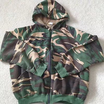 Vintage 80s Ranger Hoodie Mens Large Camo Sweatshirt Hunting Zip Fleece Lined  • $48