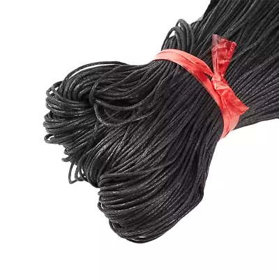 £3.15 • Buy 1mm/1.5mm/2.5mm Black Cotton Wax Cord Macrame String Jewellery Bracelet Necklace