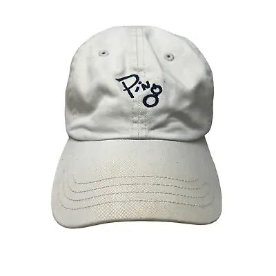 VTG Ping Lowercase Logo Hat WHITE/TAN Black LOGO Cap Adjustable Buckle • $17.69