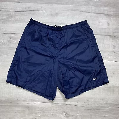 Vintage 90s Nike Swoosh Logo Classic Nylon Shorts Size Large • $24.95