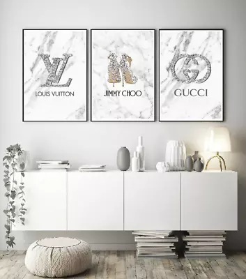 £7.99 • Buy Set Of 3 Fashion Art Prints Designer Coco Perfume Bottle Glitter A5 A4 A3 S55