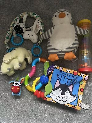 Baby Toy Bundle - Rainmaker Rattle Sensory Book Penguin • £3