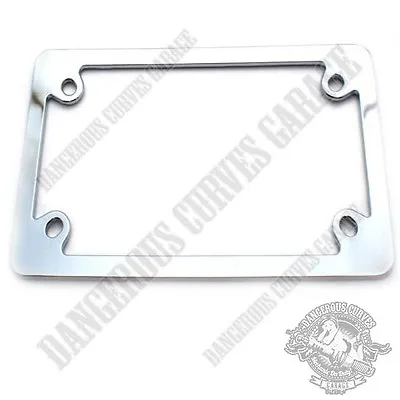 Show Chrome Metal Flat Edge License Plate Frame For Touring Motorcycle • $7.85