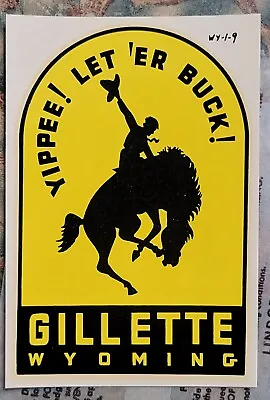 Vintage Travel Decal Wyoming Gillette Cowboy Horse Rv Trailer Auto Old Rodeo Car • $11.99