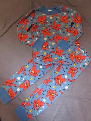 Boys 2 Pc PAJAMAS By HANNA ANDERSSON - Sz 100 Or 4 - Blue & Red W/ DRAGONS • $10