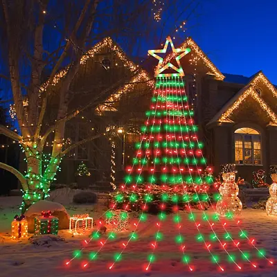 Christmas Decorations Outdoor Lights11.5 Ft 317 LED Star Christmas Tree Lights • $37.69