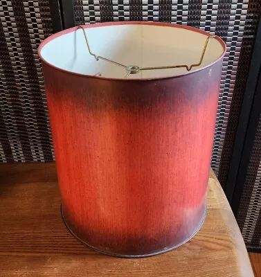 VTG Mid Century MCM Red Ombre  Drum Lampshade 14” Tall  • $35