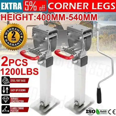 2X 400mm-540mm Drop Down Corner Steadies Stabilizer Legs Caravan Camper Trailer • $114.95