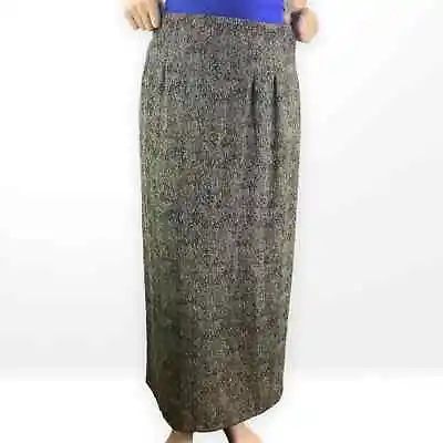 90s Briggs Tan Black Floor Length Large Pleat Maxi Skirt  • $59