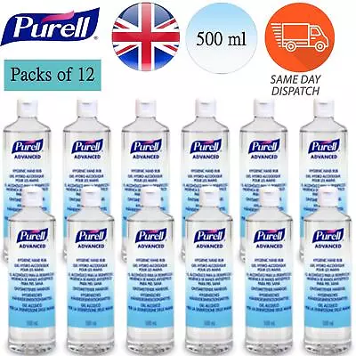 Purell Advanced Hand Sanitizer Gel Kill 99.9 % Most Common Germs 500ml X 12 Pack • £14.99