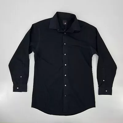 J Ferrar Button Up Shirt Mens Medium 15 1/2 Black Casual Long Sleeve * • $2.49