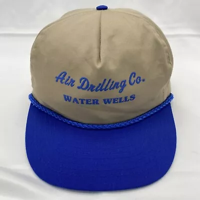 Vintage Snapback Hat Cap Trucker Rope Air Drilling Co Water Wells Pristine Blue • $12.15