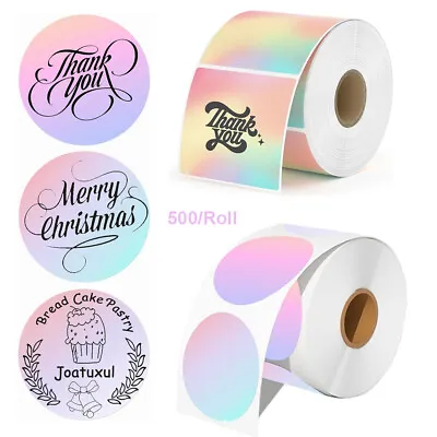 500 Thermal Label Stickers 2 X2  Round Square Rainbow Business DIY Logo Design • $9.99