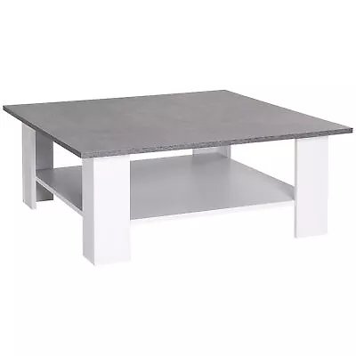 HOMCOM Vintage Coffee Table Square 2 Tier Side End Desk Indoor Living Room • £52.99