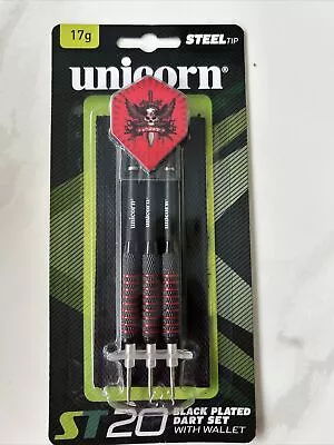 Unicorn Steel Tip Darts 17g Black Plated Dart Set With Wallet New • $15